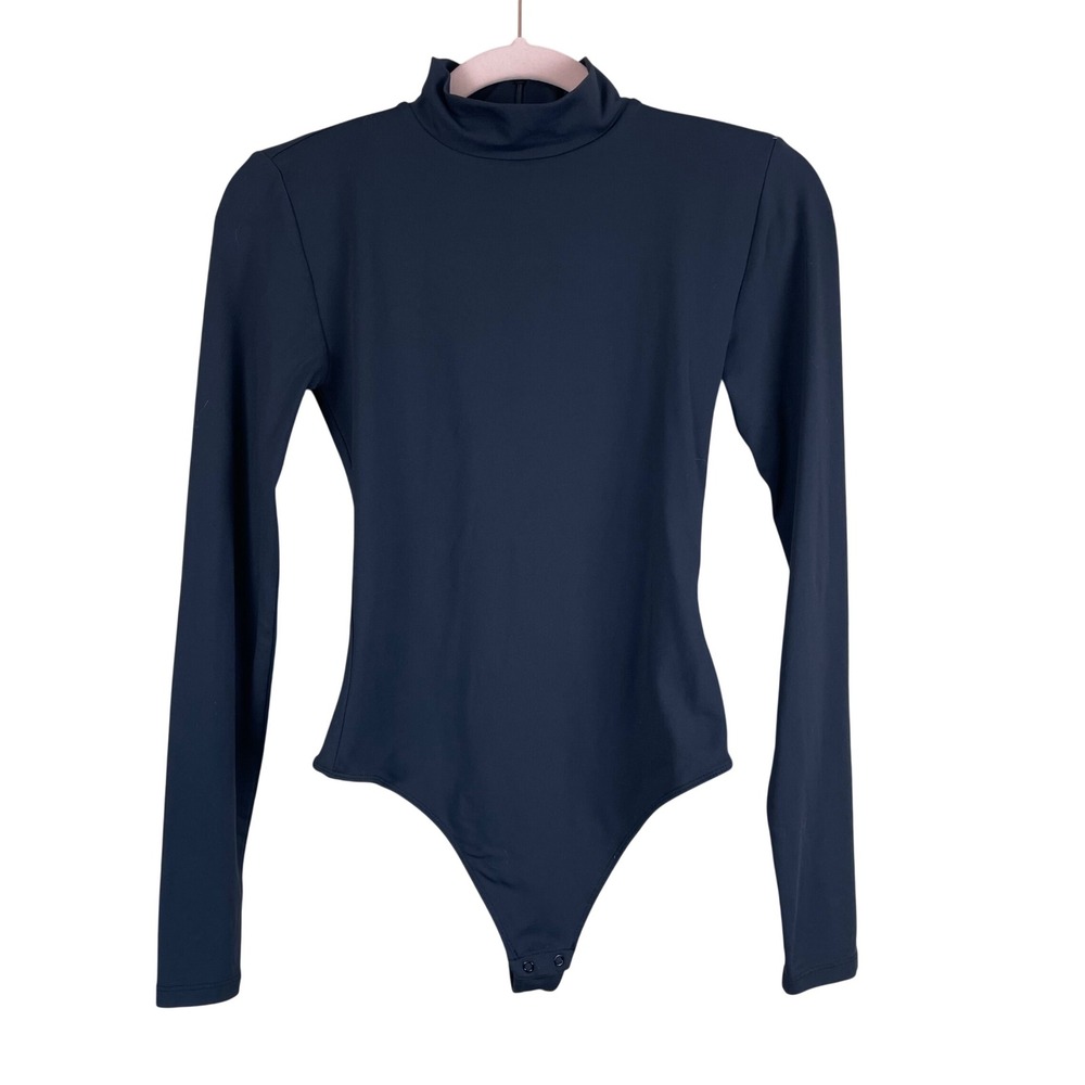 Babaton Aritzia Contour Mockneck Long Sleeve Bodysuit Navy Blue Small 78568